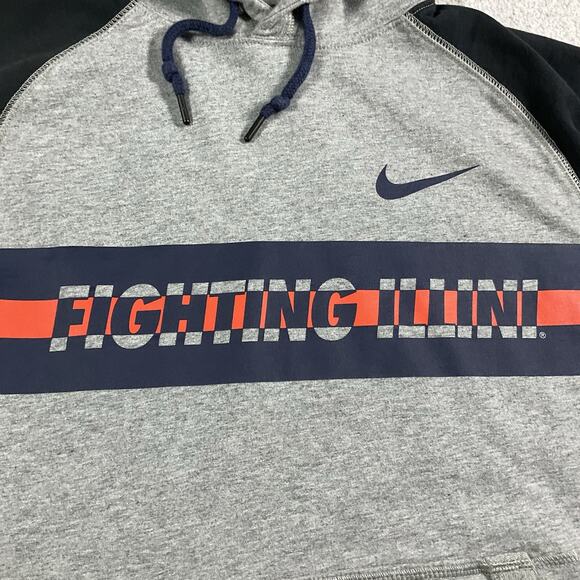 Fighting Illini Hoodie Mens L Nike Sweatshirt Illinois Swoosh NCAA Team Issued - Picture 13 of 16